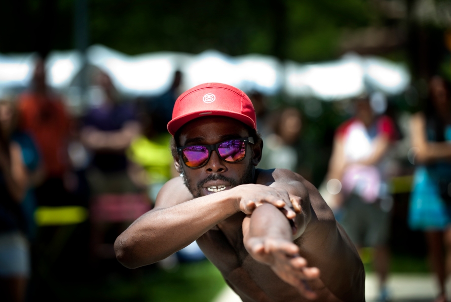 A member of Breakatronz, a dance crew from New York City, performs during the Three Rivers Arts Festival at Gateway Center on Saturday, June 7, 2014. (EMILY HARGER | PHOTO EDITOR)