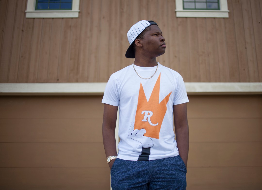 Markus Cook poses in the Mickey Fin Tee for Royales Clothing in Lebanon, Ohio. (KAITLIN OWENS | STAFF PHOTOGRAPHER)